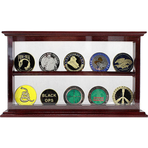 2 Row Coin Stand - Cherry Shadow Boxes, Display Cases, and Presentation Cases 