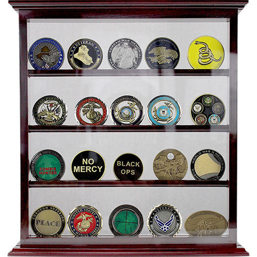 4 Row Coin Stand - Cherry Shadow Boxes, Display Cases, and Presentation Cases 