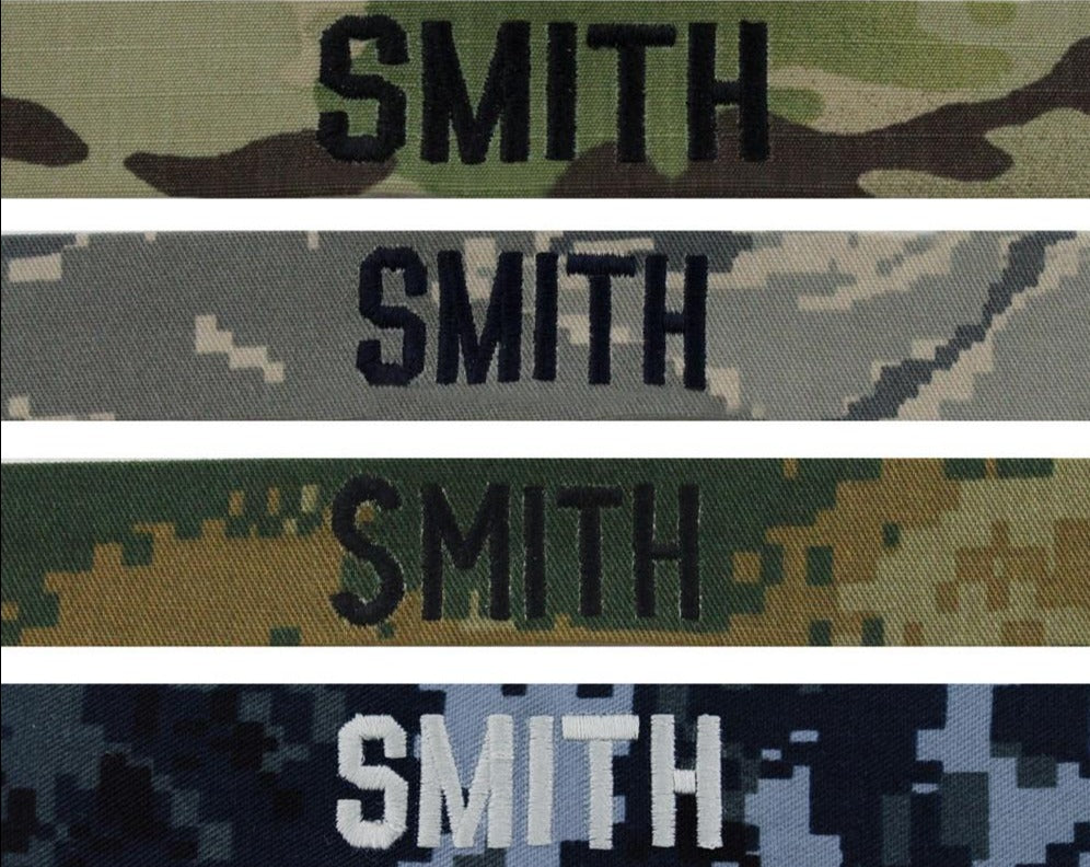 Embroidered Name Tapes and Helmet Bands Embroidered Name / Branch Tapes 