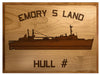 U.S. Navy Custom Ship 3D Laser Engraved Plaque Shadow Boxes, Display Cases, and Presentation Cases np.Emory