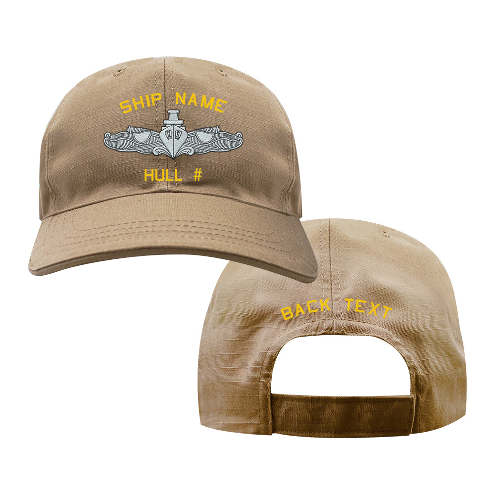 U.S. Navy Custom Ship Cap - Coyote - Navy Enlisted Surface Warfare Insignia Hats and Caps 