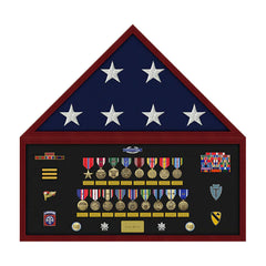 Pre-Assembled Flag and Memorabilia Shadow Box Display Case with Flag