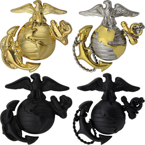 Marine Corps Globe-and-Anchor Cap Device Coat, Collar & Cap Insignia 