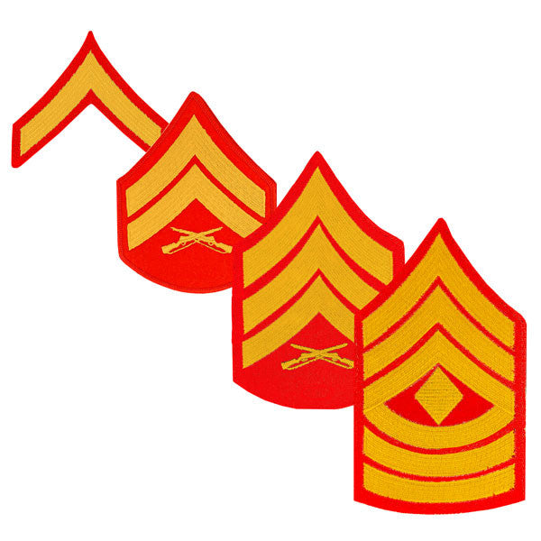 Marine Corps Embroidered Gold on Red Enlisted Rank - Female Size Rank 
