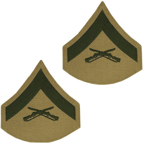 Marine Corps Embroidered Khaki Enlisted Rank - Male Size Rank MCR-68026
