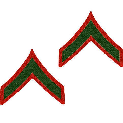 Marine Corps Embroidered Green on Red Enlisted Rank - Male Size