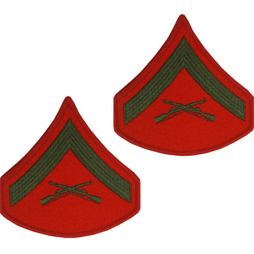 Marine Corps Embroidered Green on Red Enlisted Rank - Male Size Rank MCR-68036