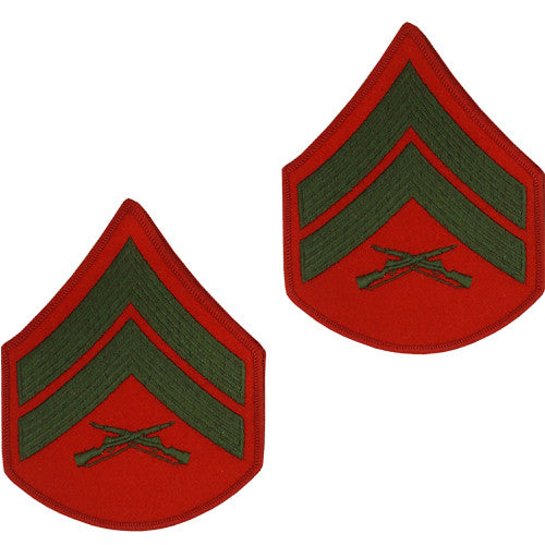 Marine Corps Embroidered Green on Red Enlisted Rank - Male Size Rank MCR-68037