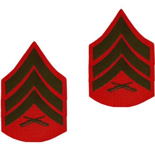 Marine Corps Embroidered Green on Red Enlisted Rank - Male Size Rank MCR-68038