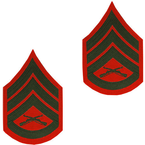 Marine Corps Embroidered Green on Red Enlisted Rank - Male Size Rank MCR-68039