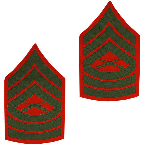 Marine Corps Embroidered Green on Red Enlisted Rank - Male Size Rank MCR-68041