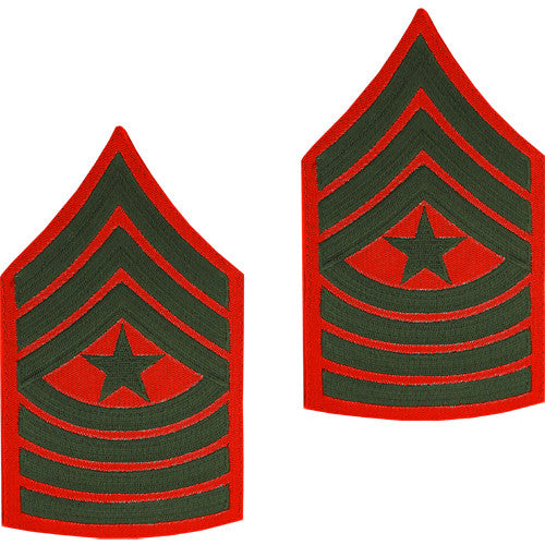 Marine Corps Embroidered Green on Red Enlisted Rank - Male Size Rank MCR-68043
