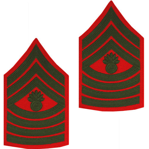 Marine Corps Embroidered Green on Red Enlisted Rank - Male Size Rank MCR-68044