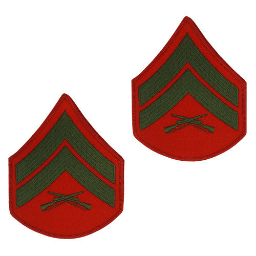 Marine Corps Embroidered Green on Red Enlisted Rank - Female Size Rank MCR-68077