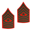 Marine Corps Embroidered Green on Red Enlisted Rank - Female Size