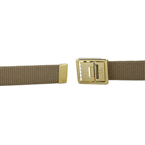 Marine Corps Khaki Belt with Anodized Open-Face Buckle and Tip