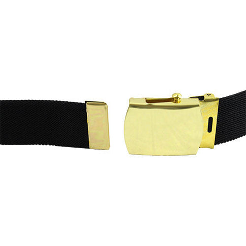 Army Dress Belts - Black Elastic with Gold Buckle