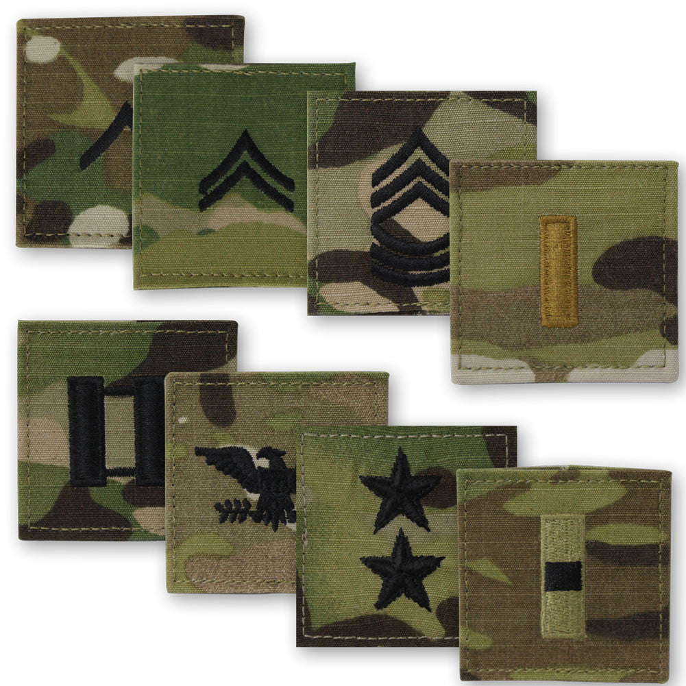 Army OCP Rank - Enlisted and Officer with Hook and Loop Rank 