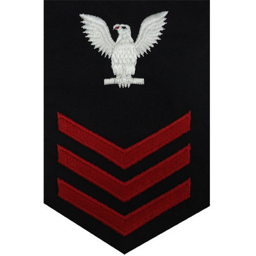 Navy E-4/5/6 Petty Officer Rating Badge - Black Utility Jacket Badges 