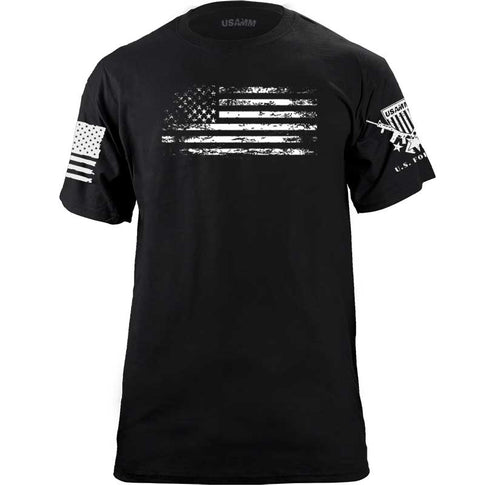 PROMO Black Distressed American Flag T-Shirt