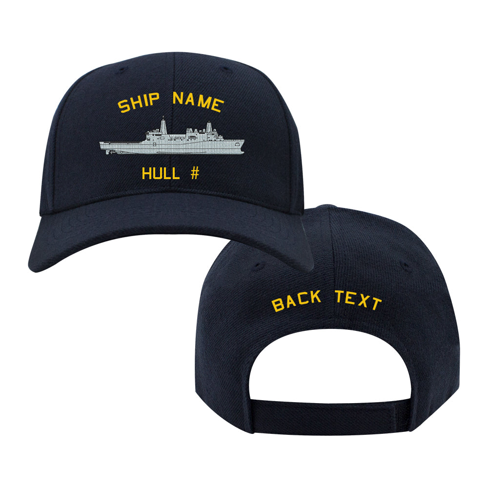 U.S. Navy Custom Ship Cap - San Antonio Class Amphibious Transport Dock Ship Hats and Caps 