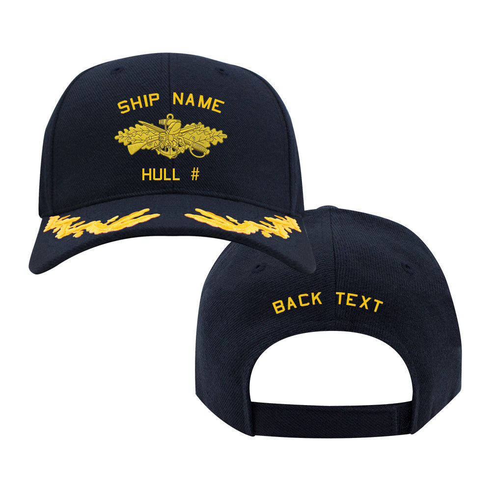 US Navy Custom Ship Cap - Seabee Officer Insignia Hats and Caps SEABEE-GOLD.NAVY.CAPTAIN