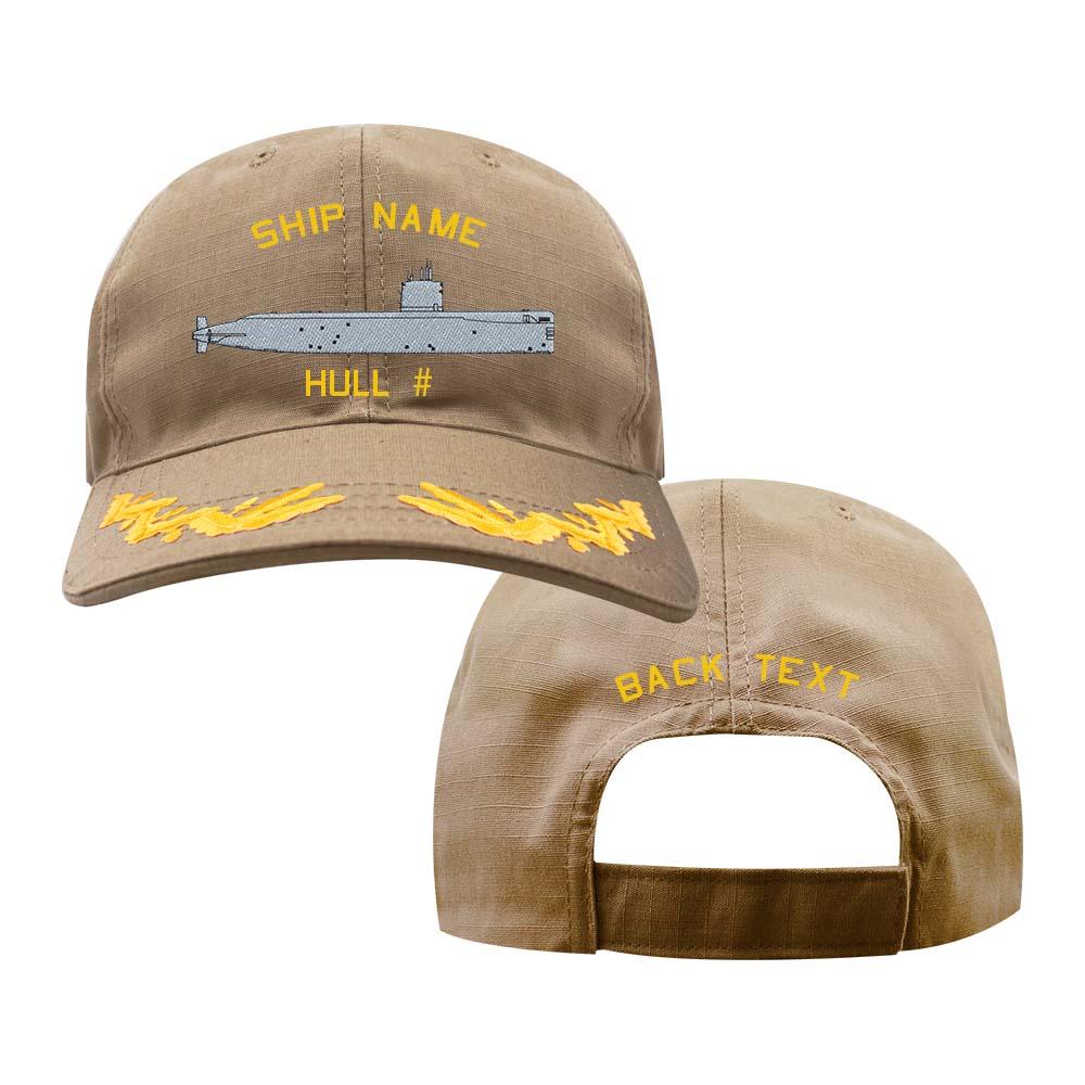 U.S. Navy Custom Ship Cap - Coyote - Captain Scrambled Eggs - Skate Class Submarine Hats and Caps 