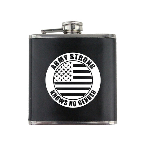 Army Strong Knows No Gender Stamp 6 oz. Flask with Wrap