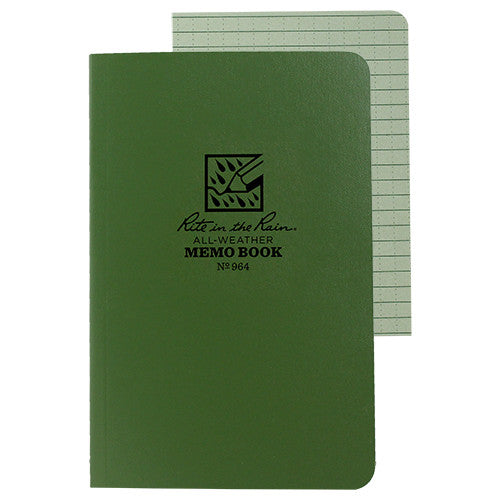 Rite in the Rain All-Weather Green 3 1/2" x 6" Memo Book Field-Flex Field Manuals and Stationery 
