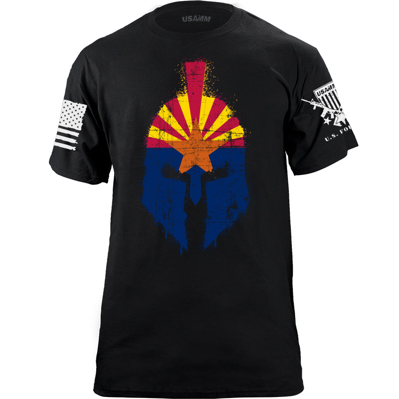 Spartan Helmet Arizona Flag Distressed T-Shirt Shirts YFS.7.009.1.BKT.1