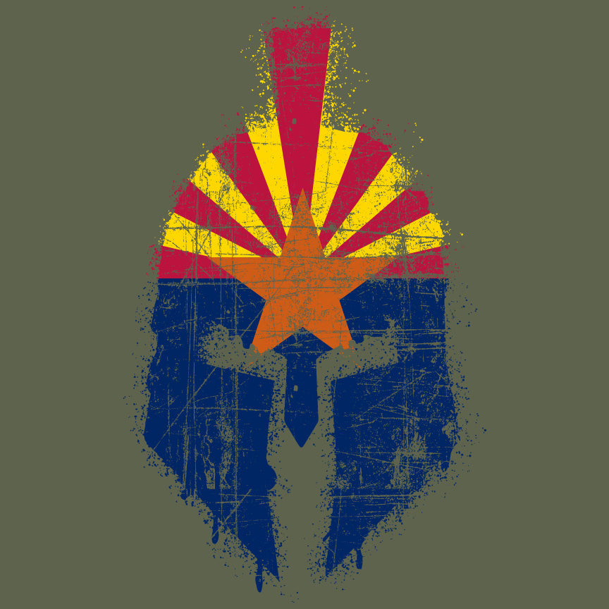 Spartan Helmet Arizona Flag Distressed T-Shirt Shirts 