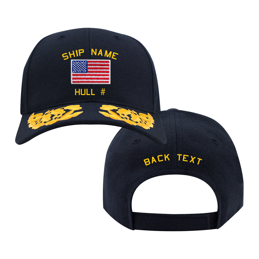U.S. Navy Custom Ship Cap - Admiral Scrambled Eggs -US Flag – USAMM
