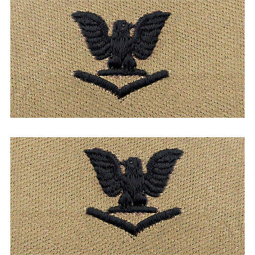 Navy Embroidered Desert Sand Collar Insignia Rank - Enlisted and Officer Rank 8226