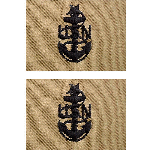 Navy Embroidered Desert Sand Collar Insignia Rank - Enlisted and Officer Rank 