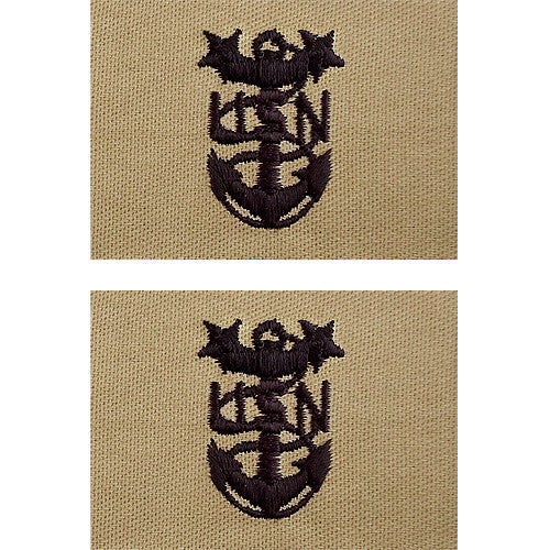 Navy Embroidered Desert Sand Collar Insignia Rank - Enlisted and Officer Rank 8246