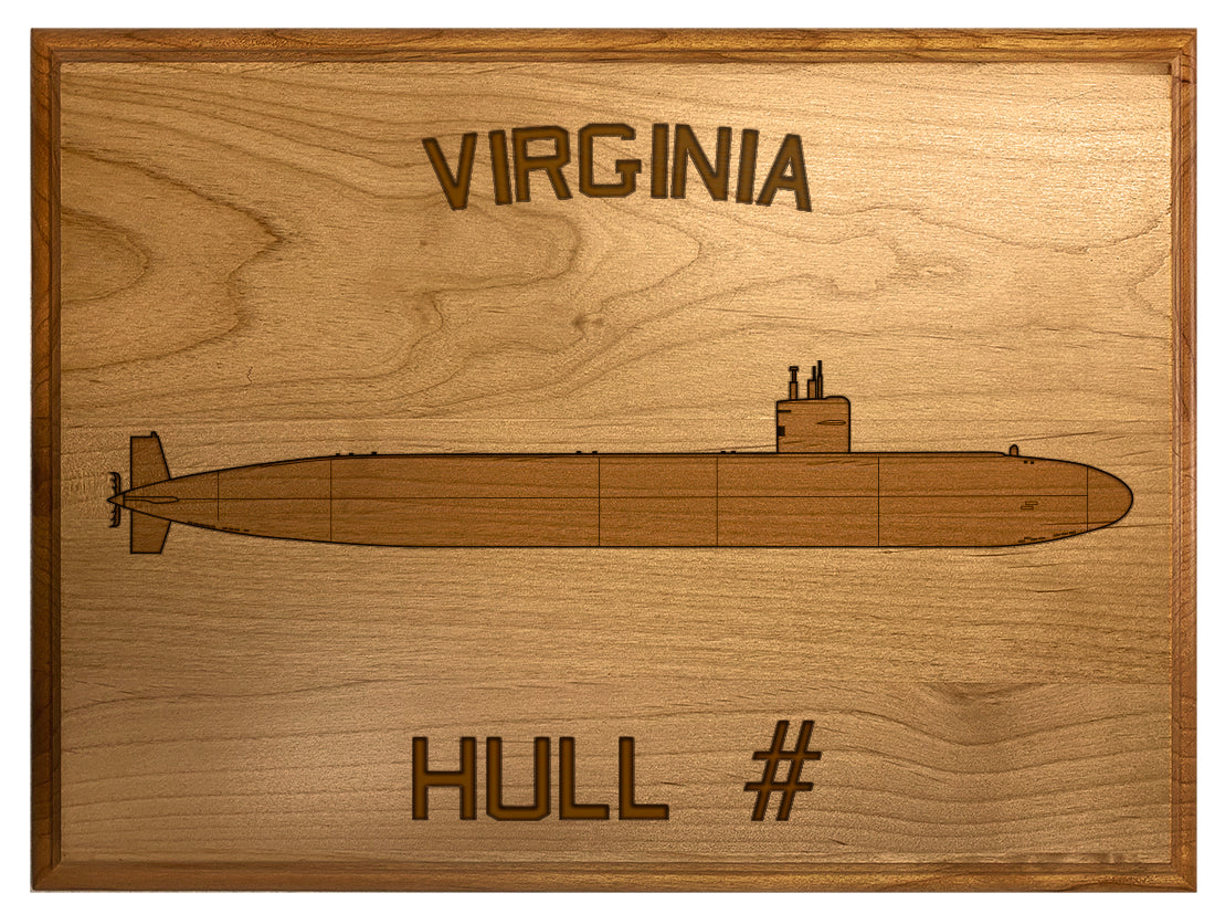 U.S. Navy Custom Ship 3D Laser Engraved Plaque Shadow Boxes, Display Cases, and Presentation Cases np.Virginia